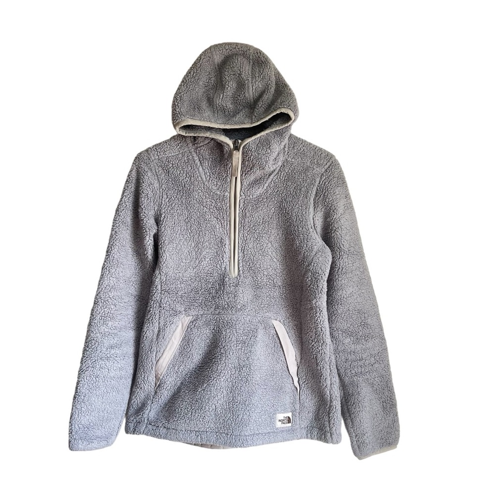 The North Face Campshire Hoodie Pullover Sweater Sherpa Soft Gray Women S